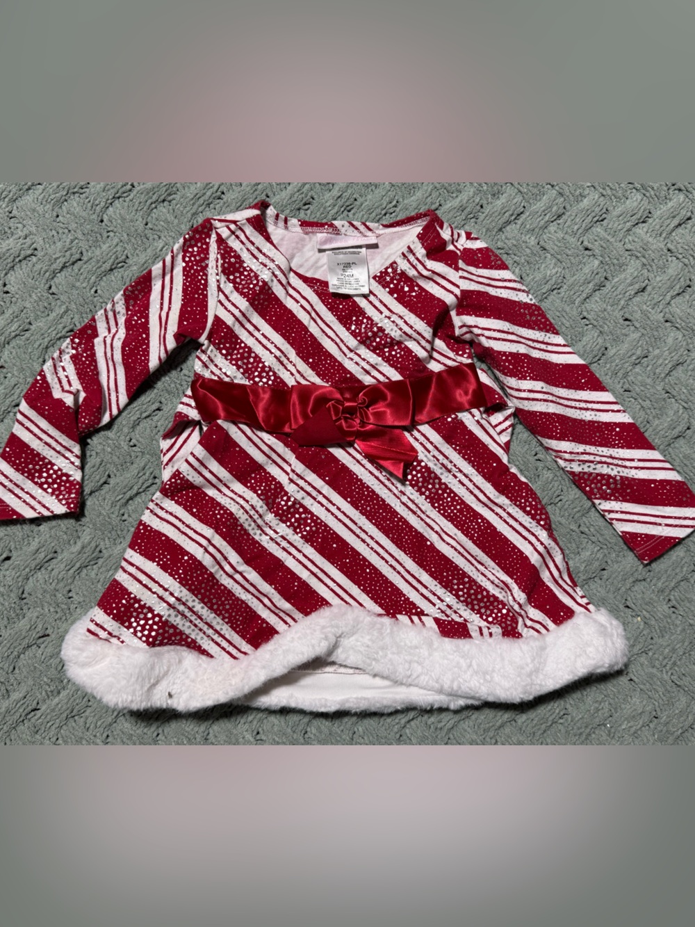Bonnie Baby Red and White Striped Holiday Dress 24m